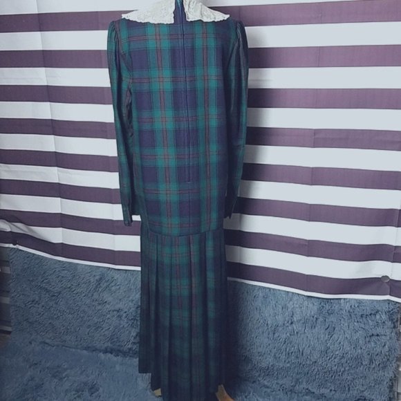 Vintage Laura Ashley 80's Plaid Maxi Dress - Picture 5 of 7
